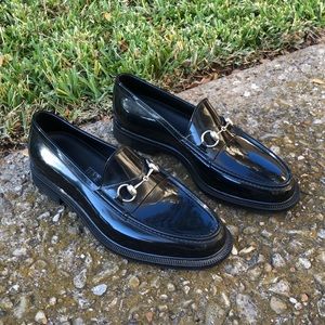 Gucci Classic Black Rubber Horsebit Loafers Men’s 9